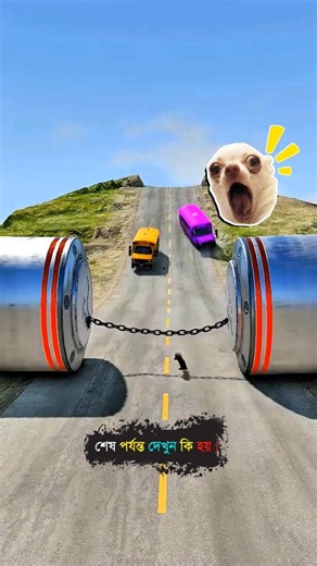Giant Cylinders Crush Two Buses! 💥 | Satisfying BeamNG Crash #shorts