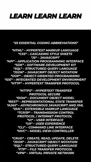 Programming Coding Abbreviations #cybersecurity