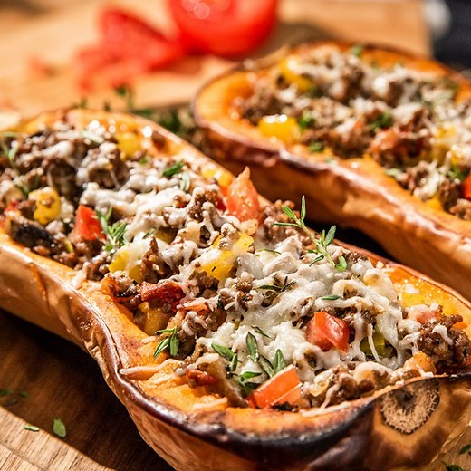 Ground Beef Stuffed Squash