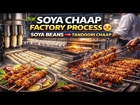 🌱 Soya Chaap Factory Process 😍 | Soya Beans to Tandoori Chaap | Full Inside Tour | Factory VEO