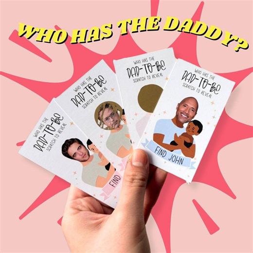 Baby Shower Party Scratch off Card Game: Who Has the Baby Daddy, Gender Reveal - Etsy