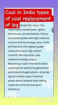 coal in India types of coal replacement of lpg