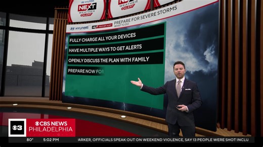 We are expecting severe weather across the Philadelphia region tonight, and our NEXT Weather Team is keeping you prepared and protected. Meteorologist Andrew Kozak explains some steps you can take now so you and your family are ready if you're impacted by the storms. Here's what to expect tonight: https://www.cbsnews.com/philadelphia/news/phillies-home-opener-weather-philadelphia-storms/ | CBS Philadelphia