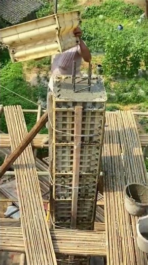 Smart and easy way to make building pillars with molds and cement castings #shorts