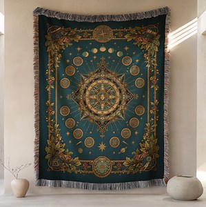 Mandala Star Tapestry Woven Blanket | Boho Geometric Floral Tapestry | Dark Academia Celestial Woven Throw Blanket - Etsy
