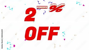 20% OFF 3D Animation in Red Color | 20% OFF Discount Promo Video with Confetti Celebration Particles on the Background