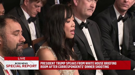 CBS News' @weijia, who is the president of the White House Correspondents' Association, asked President Trump about how he was feeling as he was forced to the ground by Secret Service agents."I was watching to see what was happening," he said, adding that first lady Melania Trump was "very cognizant" of what was going on."We very much wanted to continue, because I don't like to let these sick people, these thugs, these horrible, horrible people change the fabric of our lives, change the course o