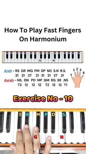 How to play fast fingers on harmonium - Exercise #10 | #harmoniumguru | Harmonium Guru