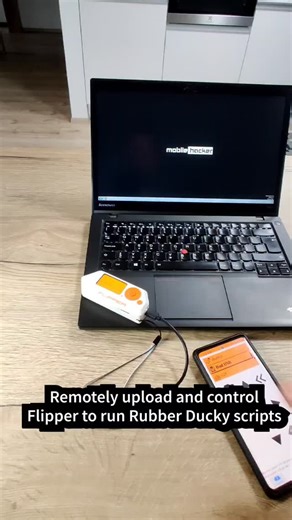 You can remotely (via Bluetooth) control Flipper Zero to behave as BadUSB to execute Rubber Ducky scripts on connected computer. Any script can be remotely copied from the smartphone to Flipper and launched - no need to unplug it. As proof of concept, I rickrolled and launched "hacker typer" script | Mobile Hacker