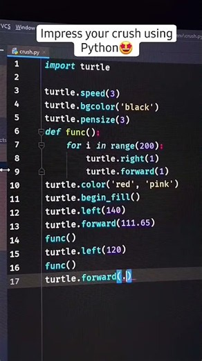 How to draw a heart using Python code 🐍❤️ #python #coding #shorts