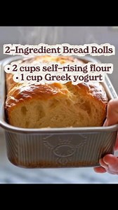 2-Ingredient Bread Rolls Ingredients: • 2 cups self-rising flour • 1 cup Greek yogurt Directions: Combine ingredients, divide dough into 6–8 rolls, and place in a greased skillet. Bake at 350°F (175°C) for 20–25 minutes until lightly golden. Perfect for dinner rolls or sandwiches! | Laura Recipes