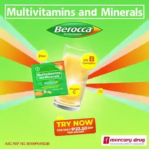 Feeling pagod all the time? Take Multivitamins and Minerals (Berocca® Performance)! Helps increase physical energy and mental sharpness with proper diet and exercise. 🔋⚡ Get one today for only ₱23.50 SRP per sachet at #MercuryDrug stores! ASC Ref. No. B0139P041923B | Mercury Drug Corporation