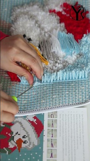 Create Holiday Magic: DIY Christmas Snowman Latch Hook Rug Tutorial! #latchhookkit #shorts