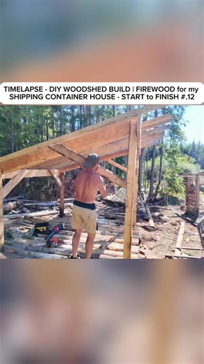 TIMELAPSE - DIY WOODSHED BUILD | FIREWOOD for my SHIPPING CONTAINER HOUSE - START to FINISH #WoodshedBuild #DIYProject #ContainerHouse #TrendingNow #FYP