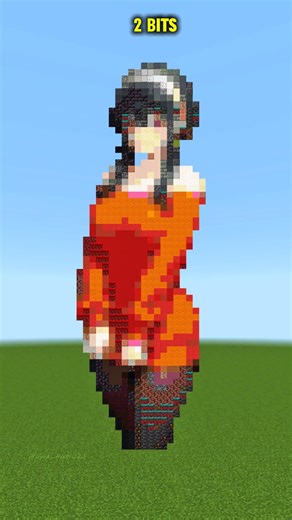 Yor Forger Pixel Art Devolution in Minecraft | Spy × Family | 64 Bits to 1/8 Bits 🌹🧱