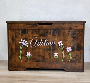 French Rustic 3D Personalized Wooden Toy Box by Daisy Fields. “sweet Garden” Collection - Etsy
