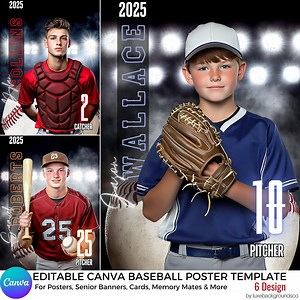 Custom Baseball Canva Template – Senior Night Banner,personalized Baseball Card, Digital Sports Team Backdrop,gift Idea,baseball Field Light - Etsy