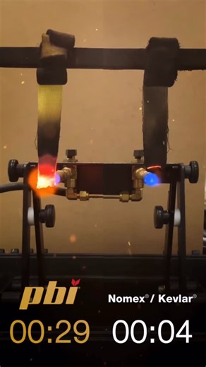 PBI Performance Products - superior fabrics on Instagram: "Take a look at this Dynamic Flame Test blasting PBI and a traditional outer shell with direct flame. Which one do you choose? #firefighter #firesafety"