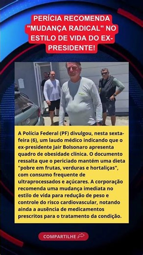 Laudo da PF aponta obesidade clínica de Bolsonaro e cobra dieta