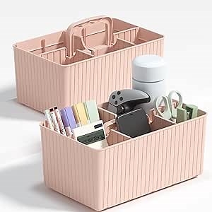 HI NINGER 2 Pack DIY Multipurpose Caddy Organizer - Stackable Caddy with handle for Classroom Art Organizers,Desk, art supply organizer, dorm room essentials,Large size 11" L x 7" W x5 H.rv gifts