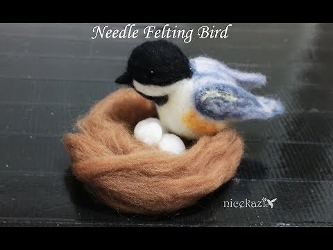 How to make Needle felting bird: Chickadee, wool felting craft