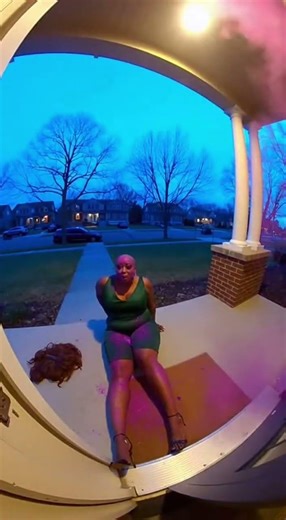 Porch Pirate Hit by Dye Pack — Wig Dislodged | Doorbell Camera