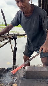 A heavy-duty pry bar forged by hand, surrounded by a beautiful landscape. Skill meets nature.😍😍 #blacksmith #handforged #craftsmanship #metalwork #CulturalHeritage | Rizaldi