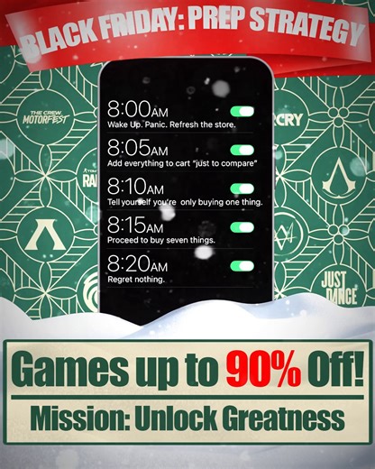 7.4K views · 31 reactions | Ubisoft’s Black Friday Sale is here with games up to 90% off! Gear up and speedrun your wishlist to complete your greatest quest yet: saving money and building an insane gaming library.  Explore the Ubisoft Store or your favorite retailer. | Ubisoft | Facebook