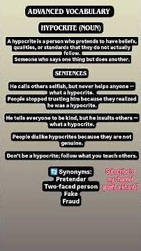 HYPOCRITE MEANING WITH EXAMPLES | ENGLISH VOCABULARY. #englishvocabmastery#wordoftheday#shorts