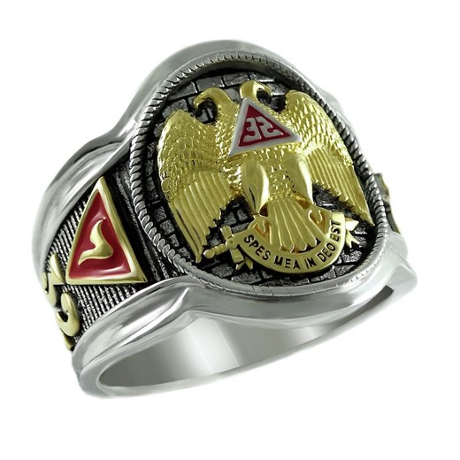 Handmade 32nd Degree Masonic Ring | 18K Gold Plated Brass, Scottish Rite - Etsy