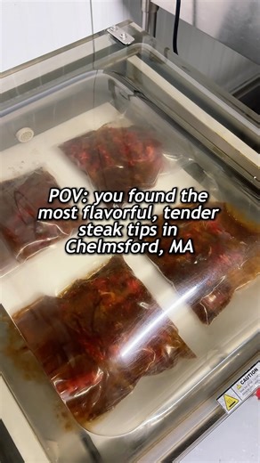 Our steak tips are a crowd favorite!!! And a lot of folks ask us why our marinated steak tips are so dang good. We’re not keeping it a secret!!!! We run every single steak tip through our mechanical tenderizer. It breaks down the meat just enough so it’s extra tender and soaks up flavor. Then we add the marinade and seal it up tight in our vacuum sealer. So the marinade is not just on the outside—it’s infused right into every bite!!!!! It’s a little bit of butcher shop science, and a whole lotta