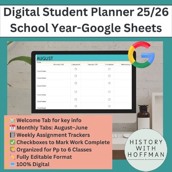 Digital Student Planner | Middle & High School Edition (2025–2026)Google Sheets