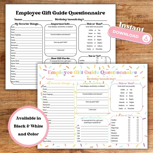 Work Birthday Questionnaire Printable, Favorite Things Survey Team Building Get to Know Me Questionnaire Printable Employee Gift Guide Staff - Etsy