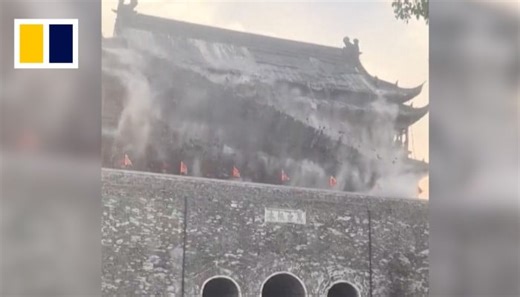 Collapse of historic Chinese building’s roof revives concerns about construction standards