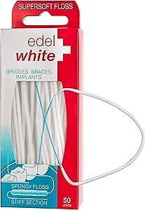 Amazon.com : Edel+White Super Soft Dental Floss, 50 Floss Threaders for Bridges, Orthodontic Braces, Dental Implants l Threaded Floss for Braces & Bridges l Gentle Pre-Cut Oral Hygiene Care Thread Flossers : Health & Household