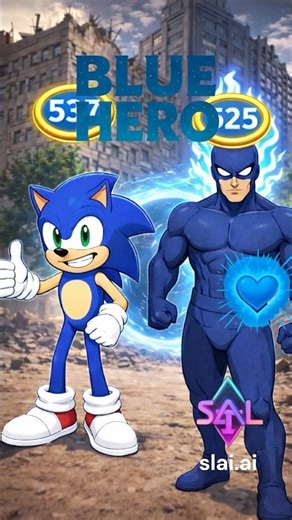 Blue Hero Races Sonic | Blue Hero •Powered by (slai.ai) #ai #slai #aiverse