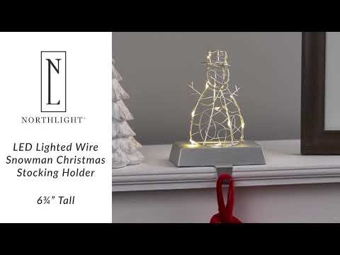 6.75" LED Lighted Wire Snowman Christmas Stocking Holder - Silver | Northlight WY89006 | Northlight
