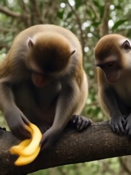 Two Monkeys Chatting on a Tree While Eating Bananas | Funny Jungle Conversation Watch this funny automated video where two monkeys sit on a tree branch, enjoying delicious bananas while having a hilarious conversation with each other! 🍌🐒🌴 Their playful expressions and funny “talk” make this jungle moment entertaining and adorable. What could these two monkeys be discussing while relaxing in the tree? Food, jungle life, or their next banana adventure? 😄 Stay till the end to enjoy their amusin