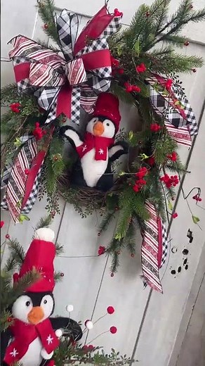 Winter Decor Penguin Collection | Christmas Wreath & Fun Arrangement