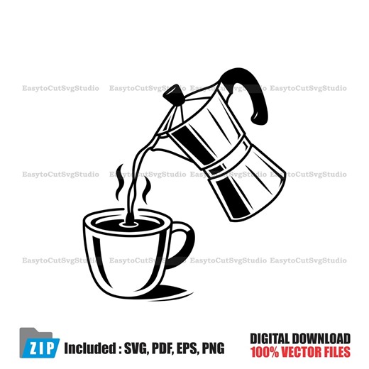 Coffee SVG: Coffee Pot Cup Vector Morning Drink Cricut PNG Printable Design (digital Download) - Etsy
