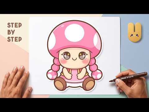 How to Draw a Cute TOADETTE from Super Mario 🍄💖 Easy Step by Step