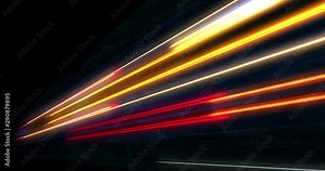 Super fast car night traffic lights. City life, urban scene, car light trails, transport and traffic concept. Long exposure, Travel concept, Science hyperspeed teleport movement, warp speed.