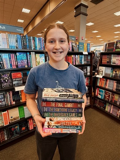 2.5K views · 72 reactions | Elly’s birthday challenge was to grab as many books as she could in 45 seconds. She got 5 mins to scope out the departments and get her plan before the timer started. She did great! | Debra Mehlhaff | Facebook