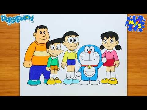 Doraemon Drawing | How to Draw Doraemon and Friends Easy Step by Step