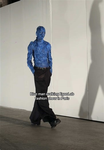 the designer really said: I'm blue, da-ba-dee, da-ba-di Da-ba-dee, da-ba-di, da-ba-dee, da-ba-di #fashiontiktok #fashionweek #runway #menetok #blue