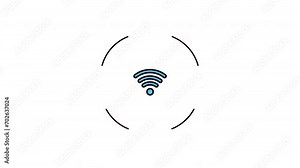 animated illustration concept of a computer connecting to the internet via a wi-fi signal. with a white background. 4k resolution video