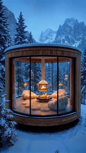 A home where nature becomes part of the interior. Dome architecture, panoramic windows, a fireplace, and a true sense of privacy surrounded by mountains. Minimalism, silence, and comfort for a real reset. Would you choose a place like this for living or for a getaway? #DomeHouse #ModernLiving #NatureLovers #ArchitectureDesign #CozyHome