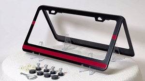 Thin Red Line License Plate Frame - 2 PSC Firefighter Aluminum Metal License Plate Frame, Rust-Proof Waterproof Car Decorative Tag Frames for Standard Us 12x6 Inch