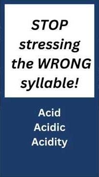 How to Pronounce Acid, Acidic & Acidity Correctly | English Word Stress #pronunciation #shorts