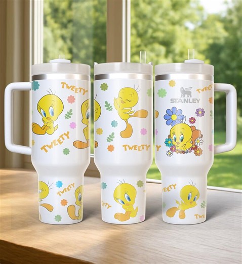 Tweety Bird 40oz Tumbler, Cute Cartoon Yellow Bird Design, Stainless Steel Cup With Handle, Just a Girl Who Loves Tweety - Etsy